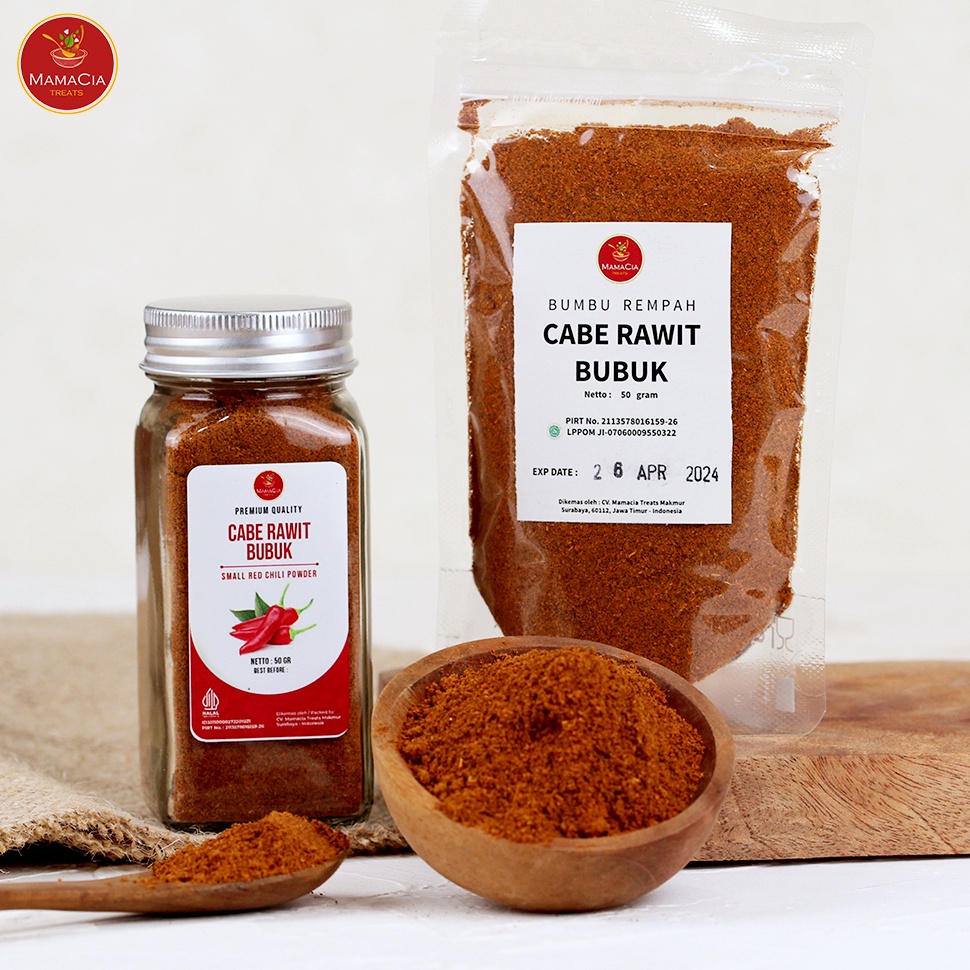 

1.1 BRANDS FESTIVAL Mamacia Treats Cabe Rawit Bubuk / Cayenne Powder / Cabai Rawit Bubuk Bumbu Masak Dapur Rempah 50 gr