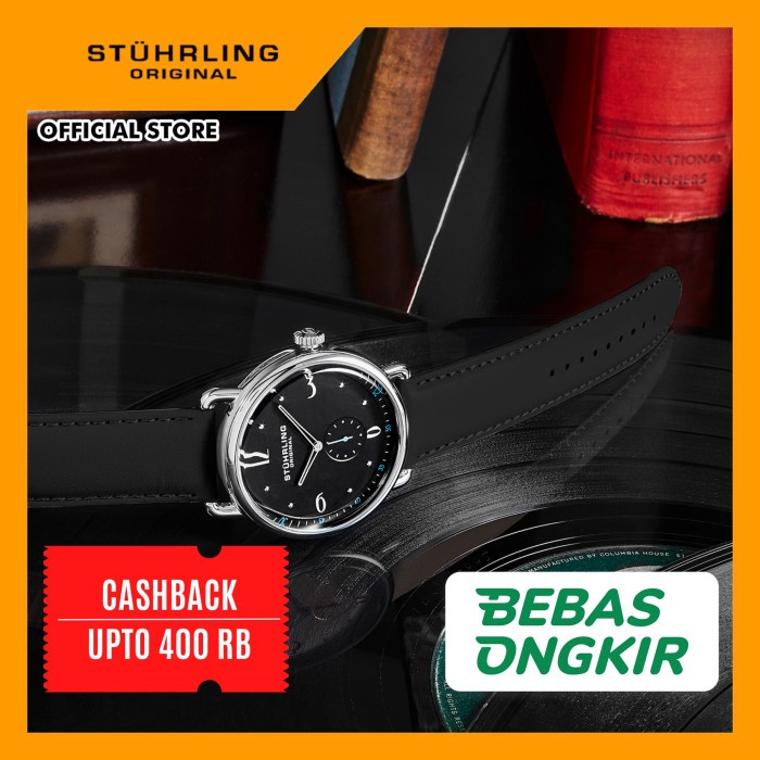 Jam Tangan Pria Stuhrling Original Symphony 857-03 Quartz Analog Stainless Steel Hitam