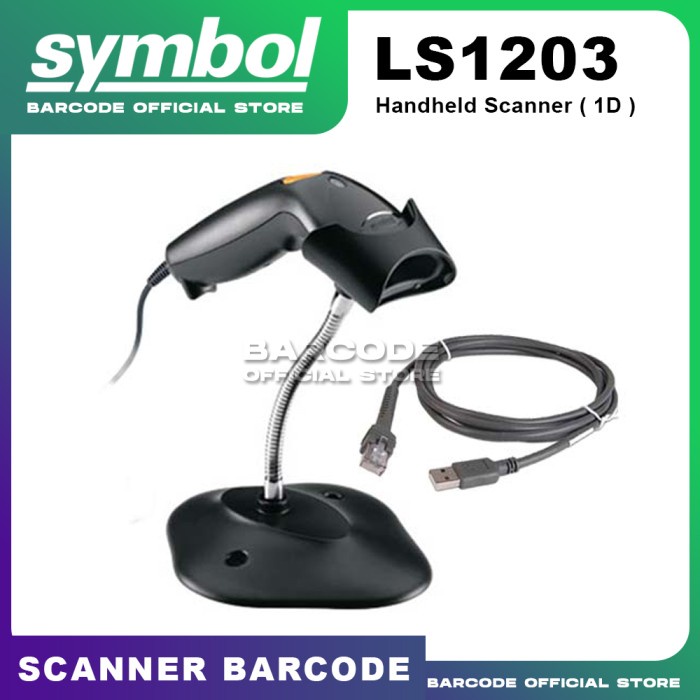 Terlaris Scanner Barcode Symbol Zebra Ls1203 1D / Motorola Ls-1203 / 1 Dimensi