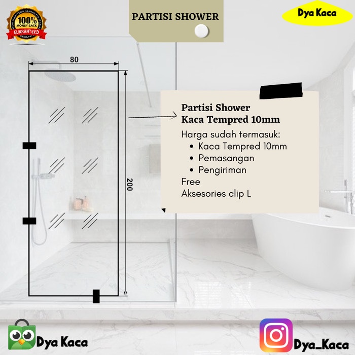 FLASH SALE PARTISI SHOWER / SEKAT KAMAR MANDI KACA TEMPERED TERMURAH