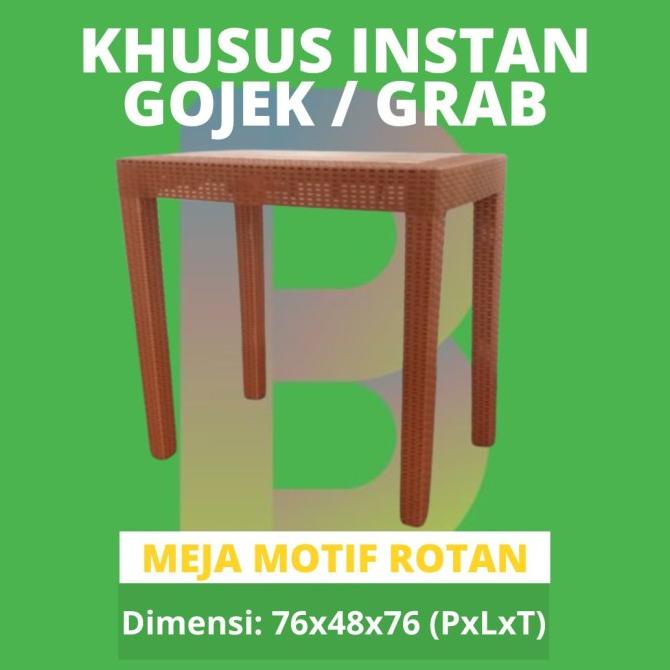 (GOJEK) Meja rotan plastik / meja makan motif rotan / meja belajar