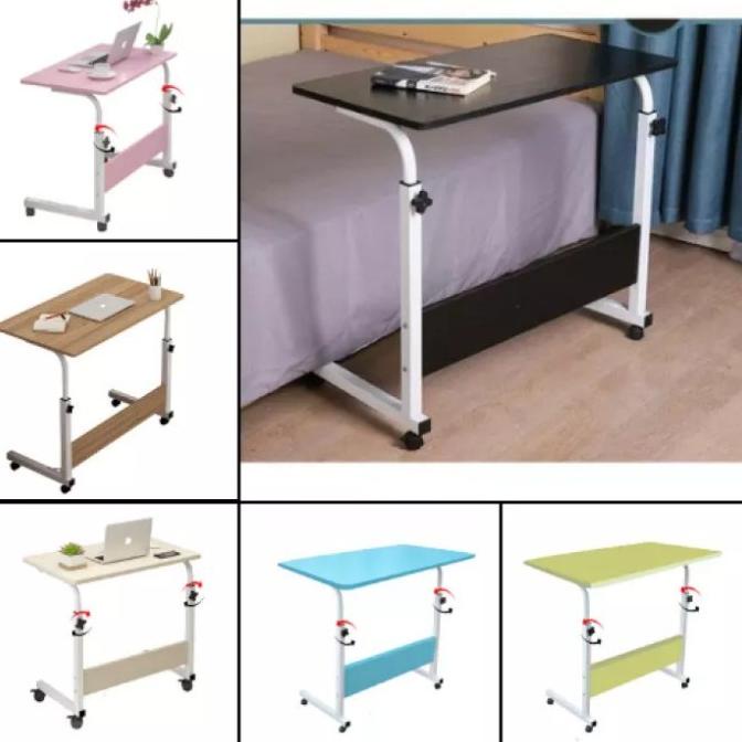 Meja Roda Lipat Portable Adjustable Meja Laptop Roda Tempat Tidur