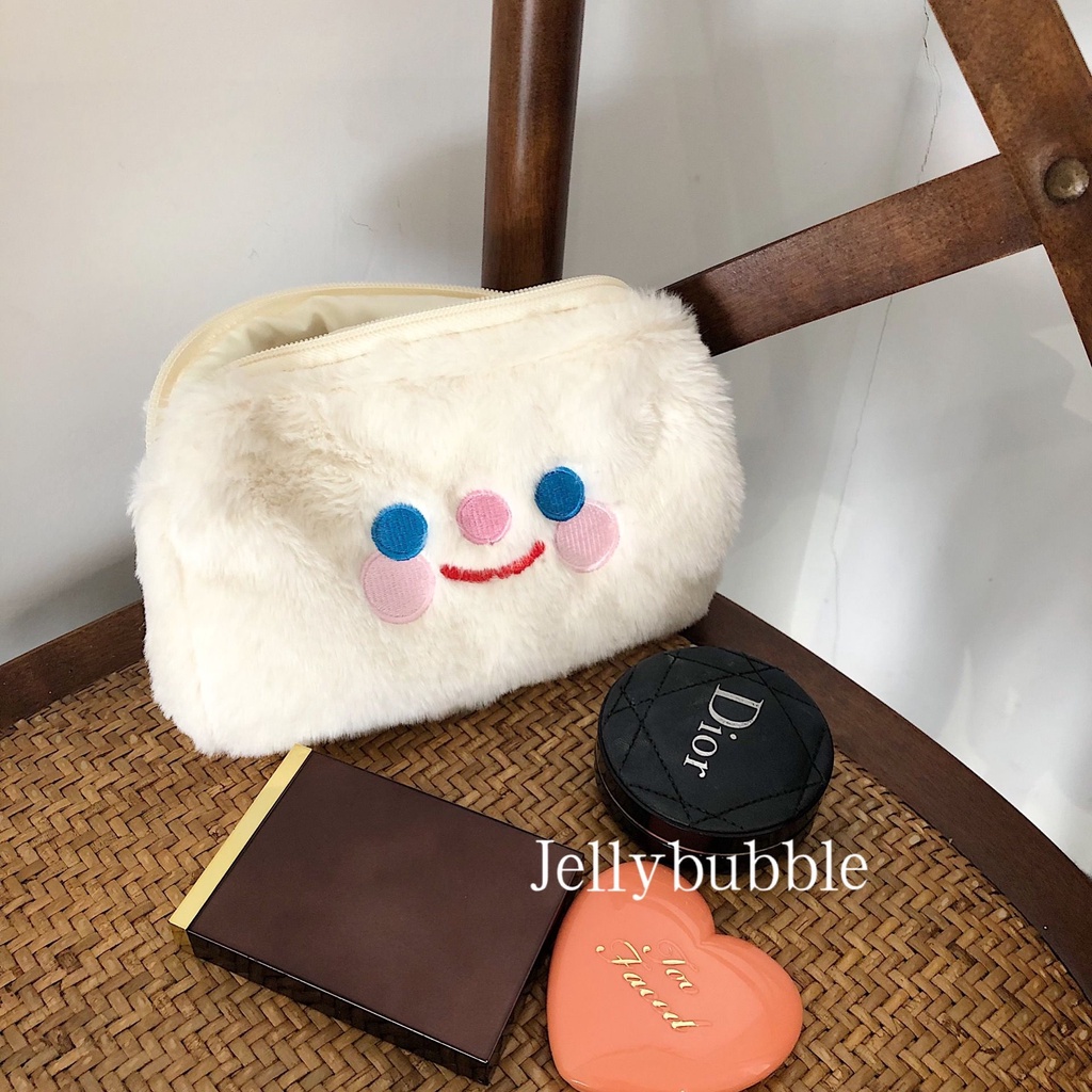 

☞❈✖Peri Portable Cute Cloud Smiley Face Tas Kosmetik Mewah Portabel Kapasitas Besar Tas Penyimpanan Kosmetik Girly