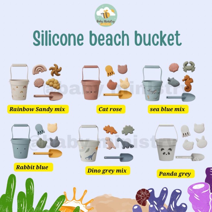 Best Seller Silicone Beach Bucket Mainan Pantai Anak/ Mainan Pasir/ Silicone Safe
