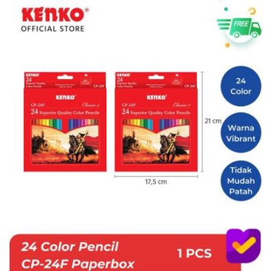 

```````] Kenko Pensil Warna 24 warna CP-24F Panjang Classic