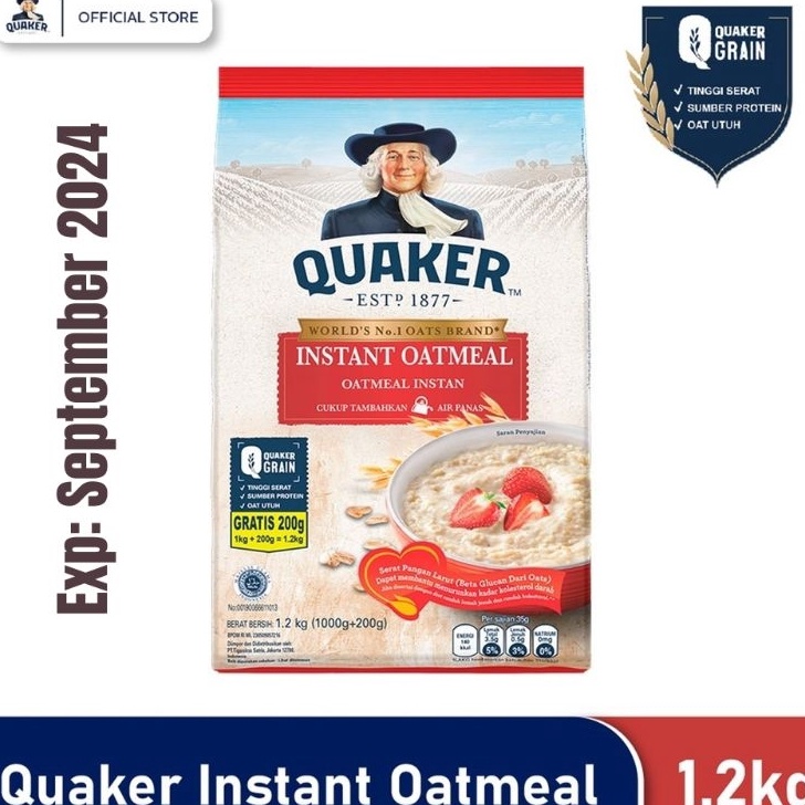 

Stok Banyak✵ ING0B Quaker Instant Oatmeal 1200gr H88 ➶Paling Popular