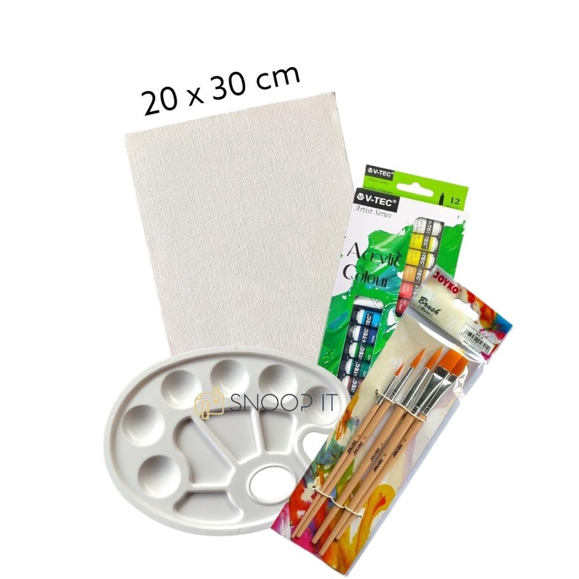 

➠ng Best❆➞ Paket Melukis Lengkap Set 4 in 1 Set Kanvas 20x30 Kuas Palet dan Cat Acrylic - Set- SHSNP H90