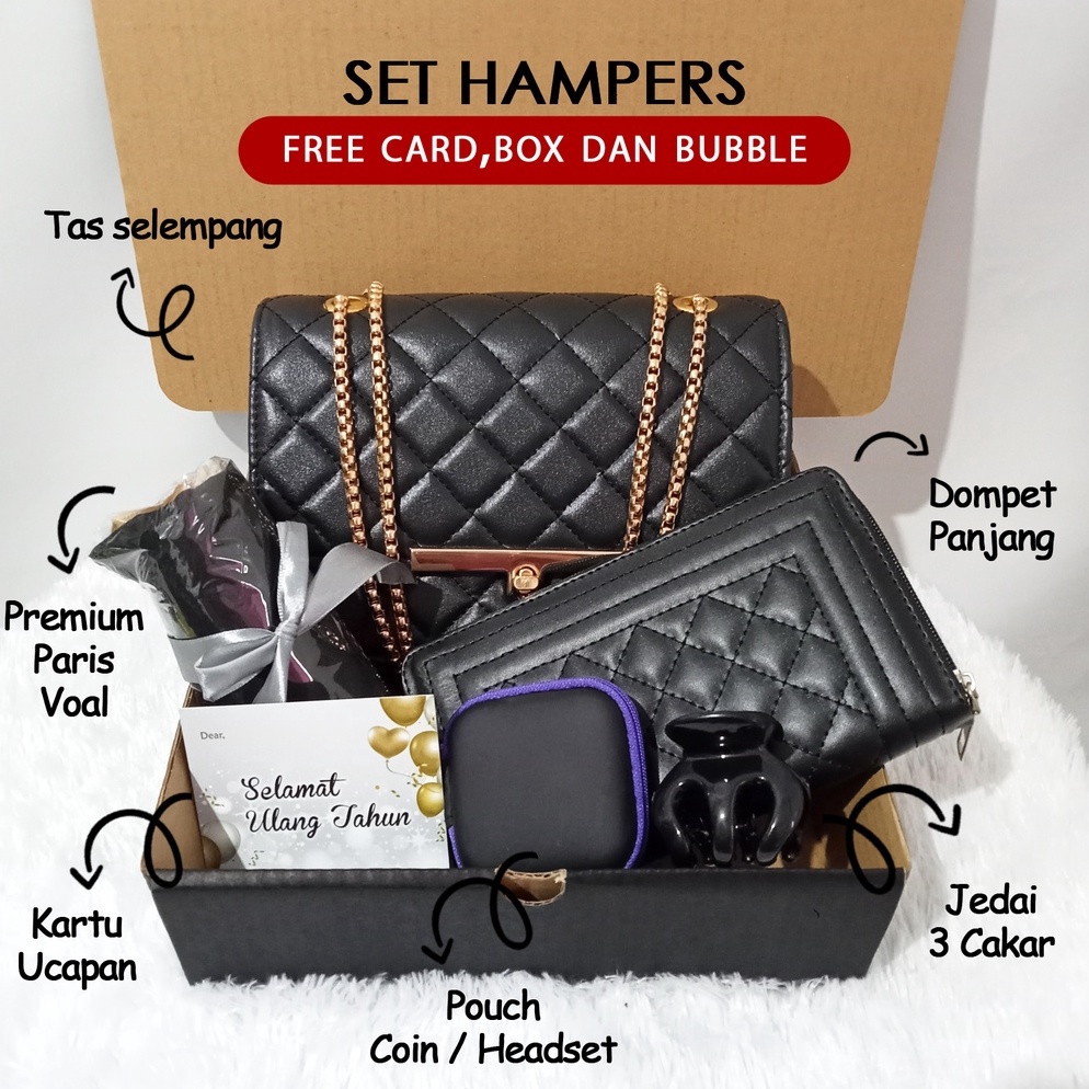

Kirim Sekarang.. Kado ulang tahun cewek hampers tas wanita hitam cewe gift set ultah sahabat paket hadiah ulang tahun teman CTD