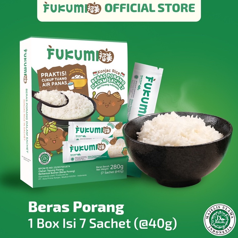 

Terlaris.. FUKUMI Beras Porang Box Sachet - Shirataki/Konjac Rice SEJ