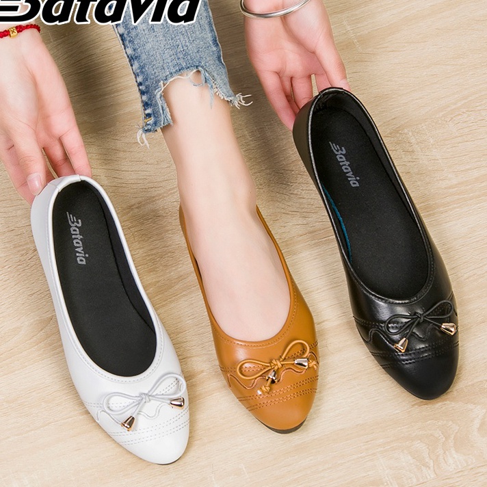 DB92 >>  Batavia Mature women slip on flat leather shoes mom shoes loafers F13