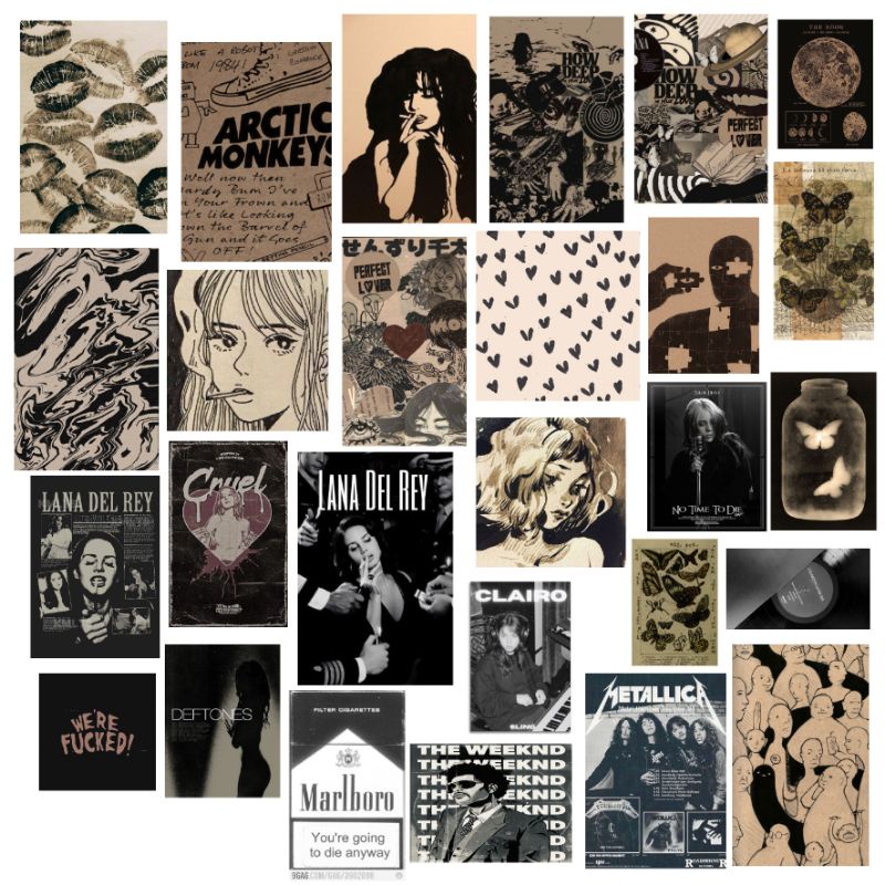 POSTER DINDING SKENA BAND AESTETIK KEREN HITAM PUTIH BISA CUSTOM MURAH WALL COLLAGE