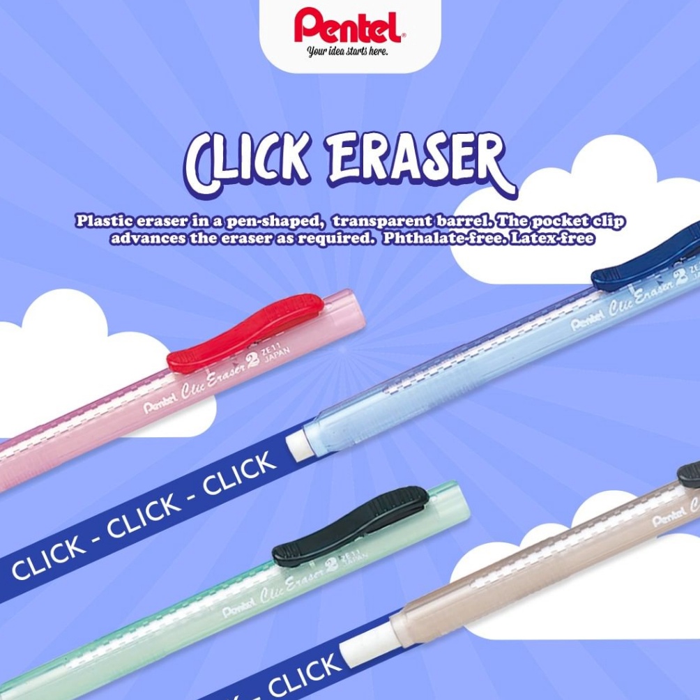 

LANGSUNG ATC Pentel Clic Eraser - Penghapus Klik ZE11 - T A,B,C,D VWM