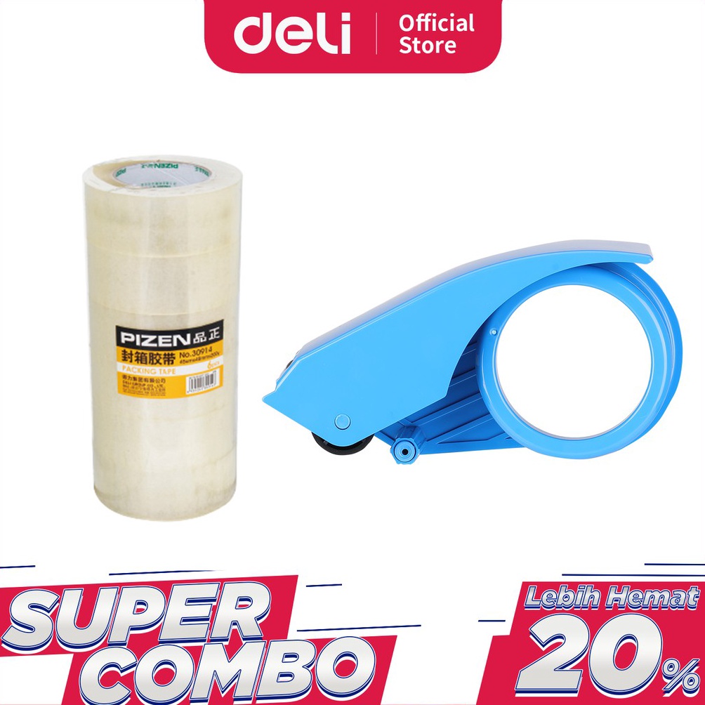 

Paling Dicari.. Deli Combo Set 5 - Tape Dispenser Anti Karat + 3pcs Lakban Bening 45mm x 60 yard x 48 Micron CSA