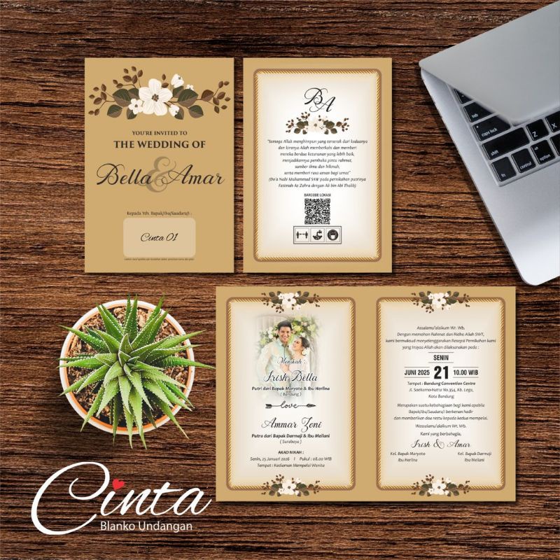 UNDANGAN PERNIKAHAN RUSTIC ELEGAN BLANGKO UNDANGAN CINTA 01 - UNDANGAN