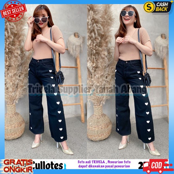 Terbaru Jeans Kulot Tulang Rawis Jeans Pinggang Jins Bahan Tebal Jeans Premium Celana Panjang Belah 