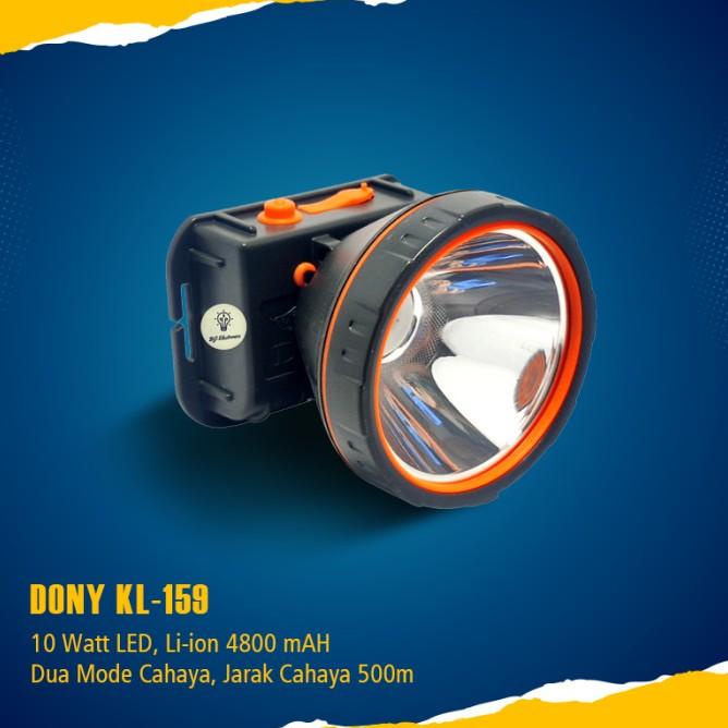 Senter Kepala Headlamp Dony Kl-159 10Watt Led Cahaya Putih Dan Kuning Original