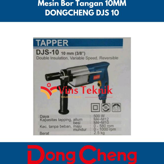 Perkakas Dongcheng Tapper Djs 10Mm Mesin Bor Tangan 500 Watt