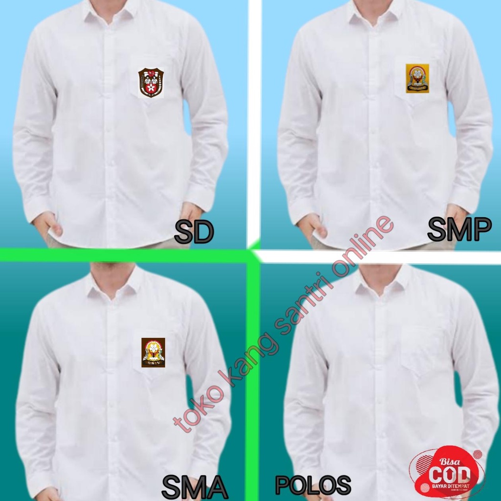 baju kemeja putih polos seragam sragam sekolah sd smp sma anak laki laki lengan panjang
