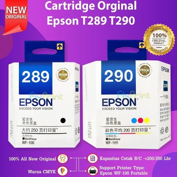 (:(:(:(] Cartridge Tinta Epson 289 T289 Black Printer Workforce WF100 WF-100