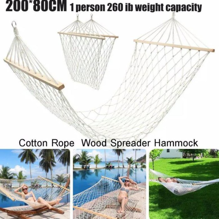 Terlaris Hammock Ayunan Taman Lebar 70Cm.Ayunan Pantai,,Ayunan Jaring Kayu