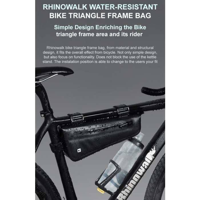 Terlaris Rhinowalk Bike Triangle Frame Bag Waterproof - 2,2 L