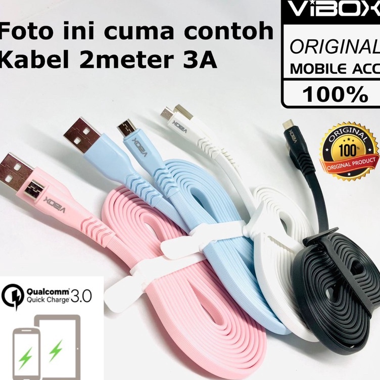 ✯Terlaris PFLWU PROMO KABEL DATA 2 METER VIBOX ORI 3A MICRO/ TYPE C/ IOS/ KABEL DATA 200CM H86 ➭Mura