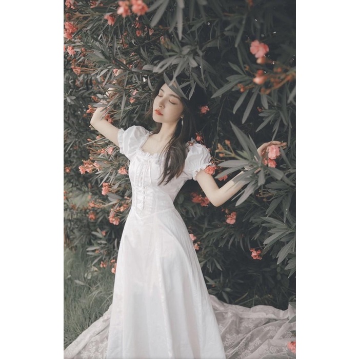 (( BISA COD) ZEFANYA DRESS SABRINA KOREAN VINTAGE WHITE BLACK BEACH PANTAI MIDI