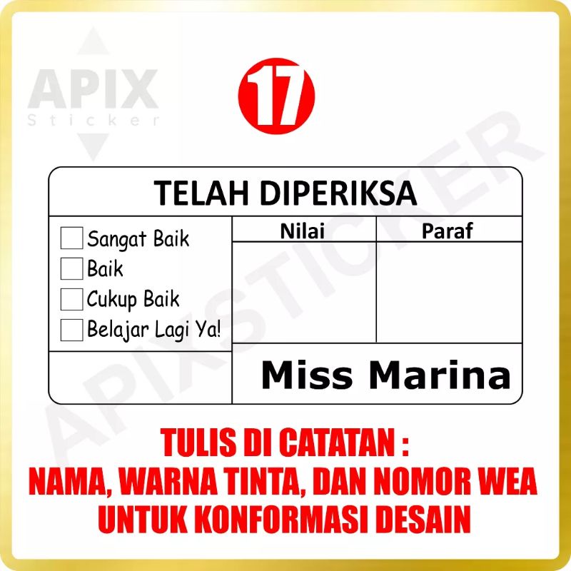 

stempel nilai Guru/stemepel simple/stempel kotak/stempel bulat