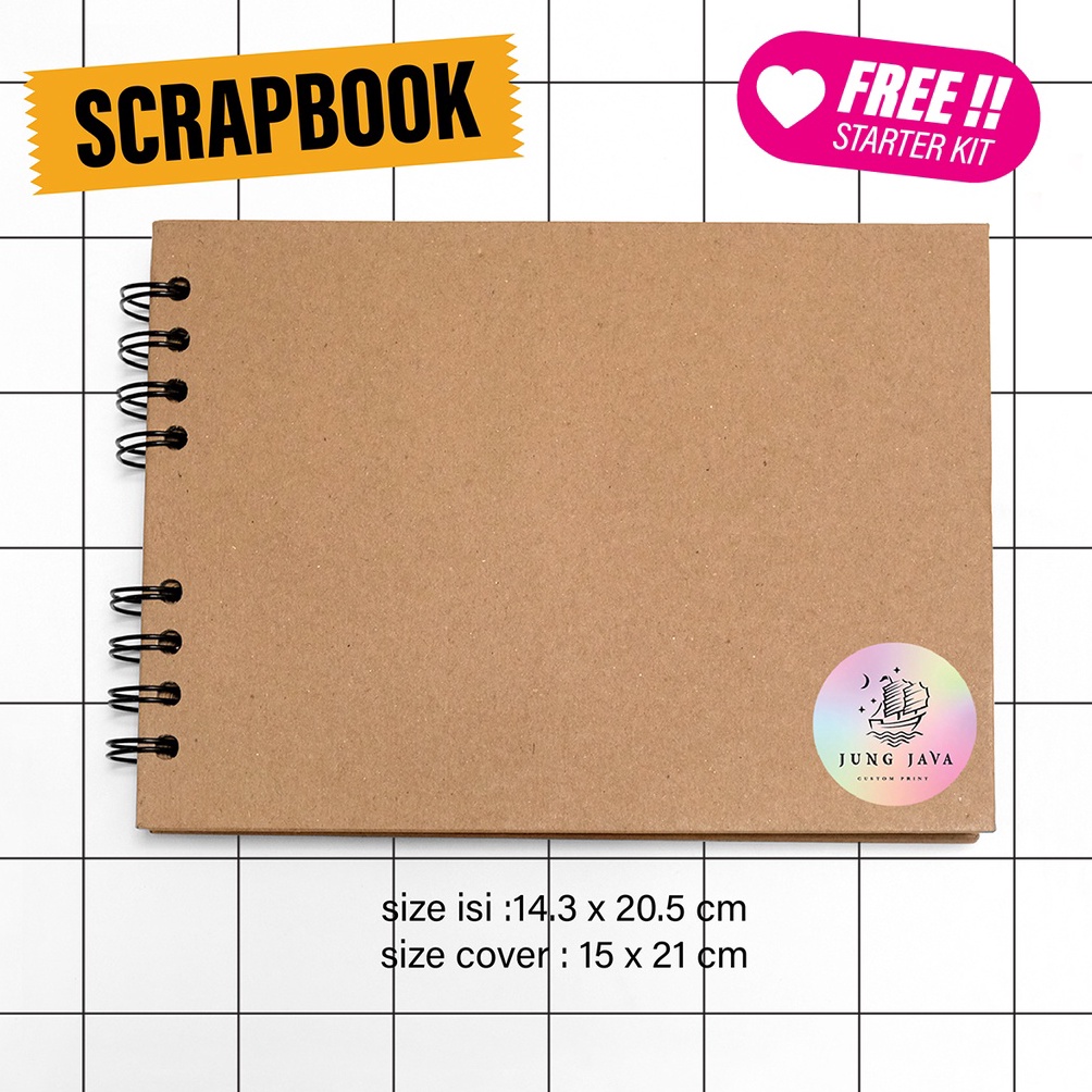 

Promo 10.10 Jung Java hardcover scrapbook / buku kliping A5 14.3x20.5cm (isi) Free starter kit