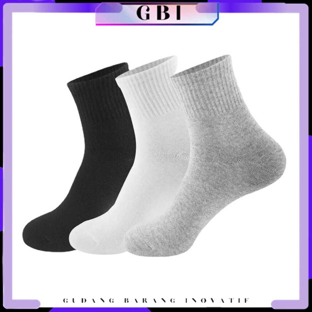 GBI Kaos Kaki Pria Wanita 6671 Motif Polos Kaos Kaki Olahraga Atas Mata Kaki Unisex Kekinian