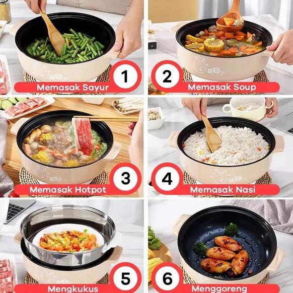 Discount Panci Kapasitas Besar Listrik Multifungsi Free Kukusan / Steamer Stainless Lapis Keramik Te