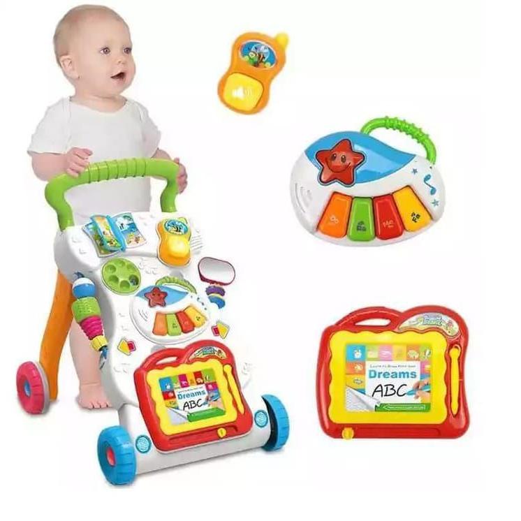 Viral Mainan Anak Berjalan Children Music Walker Push Waker Baby Walker Mainan Dorong Berjalan 2023