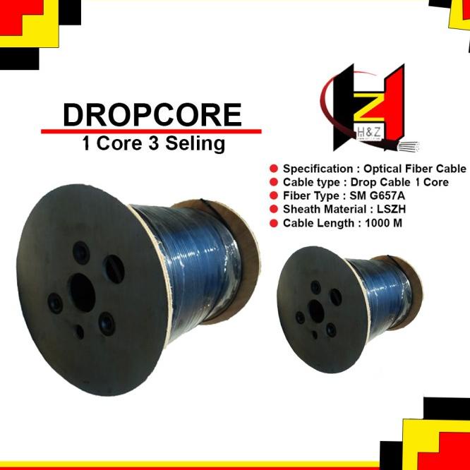 Kabel Dropcore Fiber Tekno Fiber Optik 1 Core 3 Seling Panjang 1Km 100