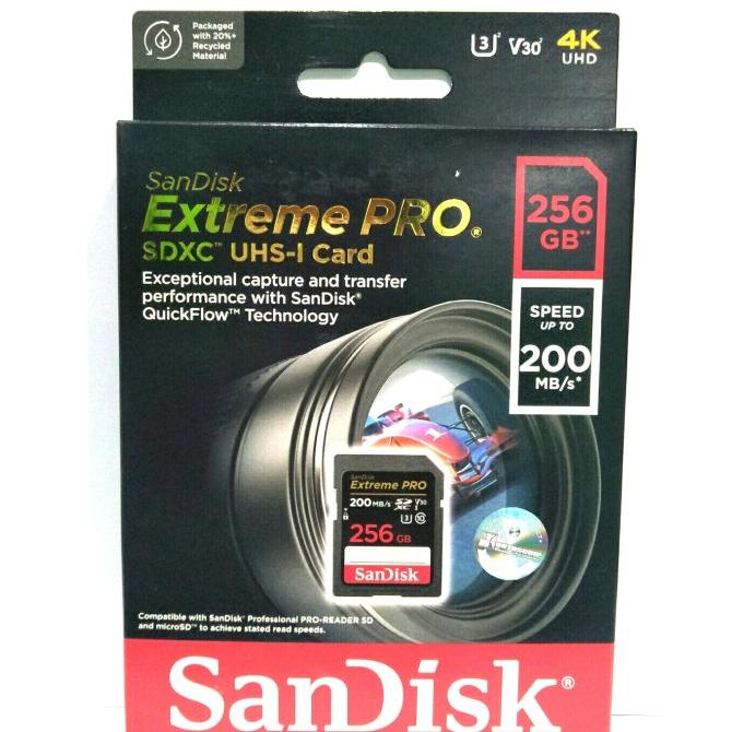 SANDISK SDCARD EXTREME PRO 256GB - 4K V30 EXTREME PRO SD CARD ORIGINAL