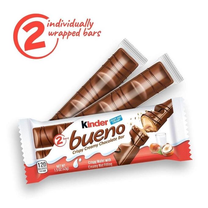 

best produk] KINDER BUENO CRISPY CREAMY CHOCOLATE & HAZELNUT BAR (2 BAR/PACK) 43gr