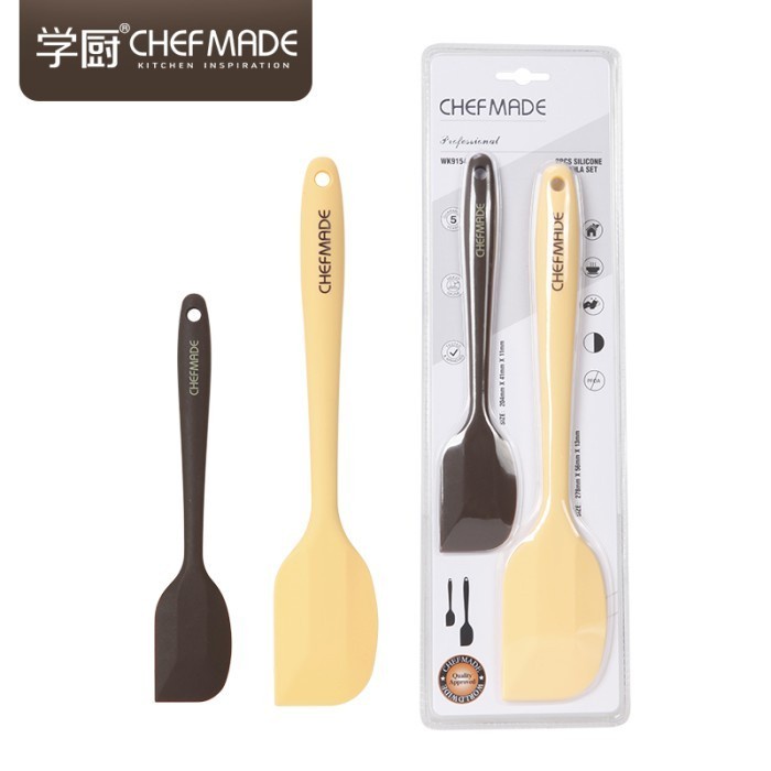 Terlaris Chefmade Wk9154 - Spatula Silikon Set 2Pcs Silicone Brown & Yellow
