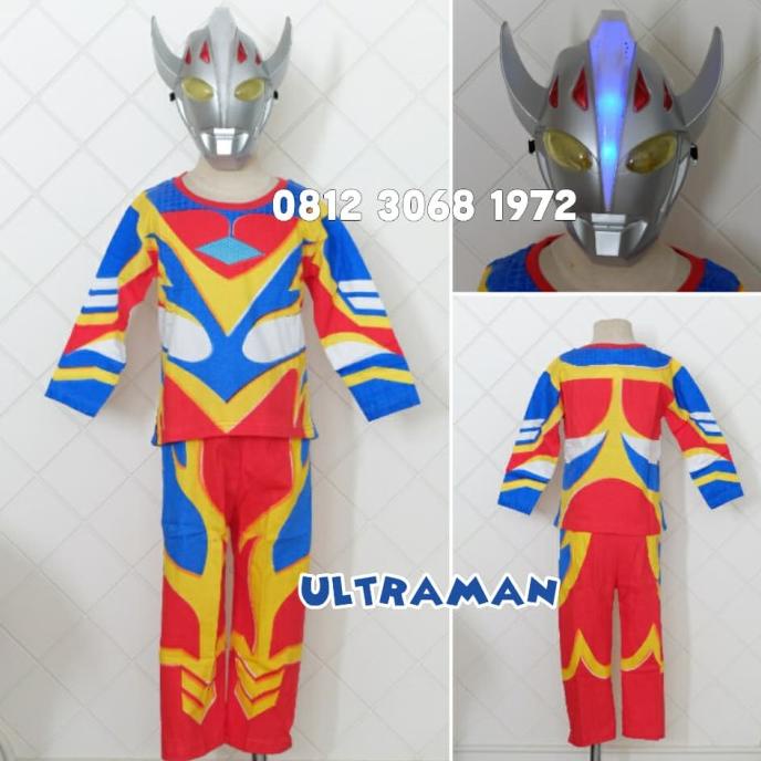 Topeng Nyala Baju Kostum Anak Superhero Ultraman Taro Tanduk Star Seller