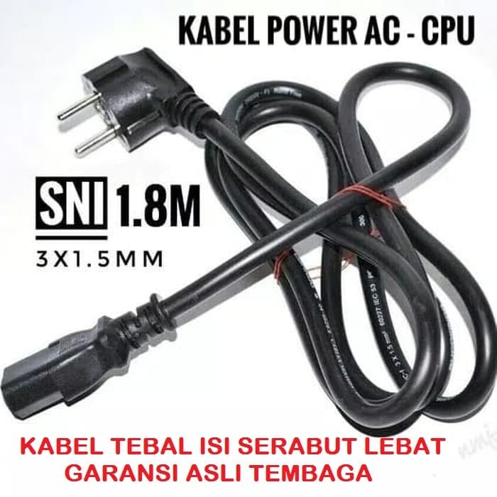 Kabel power Cord Ac Cpu Monitor Kabel Ups 1.8M 3x 1.5mm Sni sucofindo