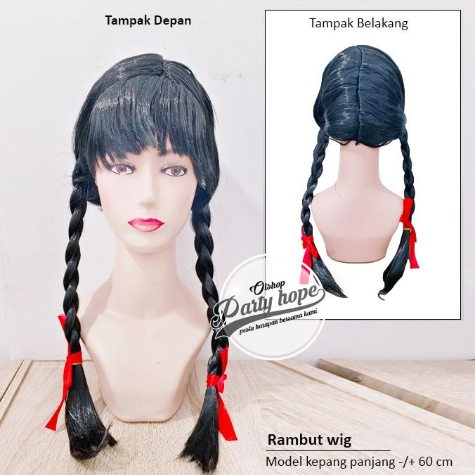+++++] WIG panjang kepang hitam / Rambut palsu panjang murah / Wig kepang