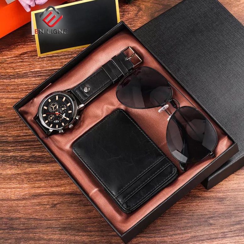 Promo Minggu Ini♤ EN LIGNE - Jam Tangan Pria Set - Jam Tangan Kado -  Hampers Jam Tangan  - Jam Tang