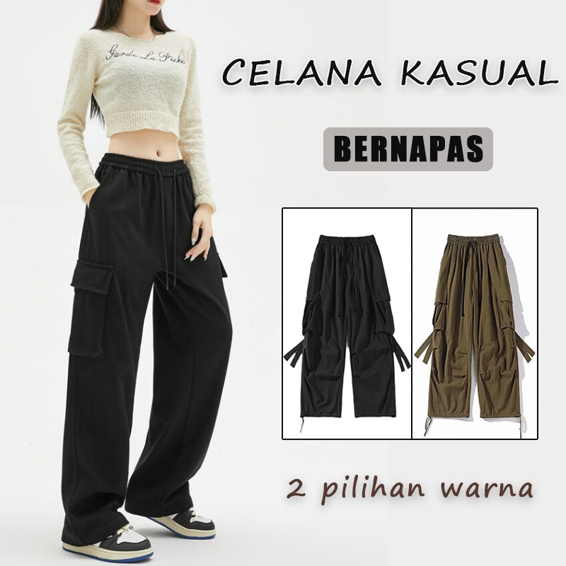 celana korean style wanita overall celana joger wanita jumbo celana senam wanita panjang celana panj