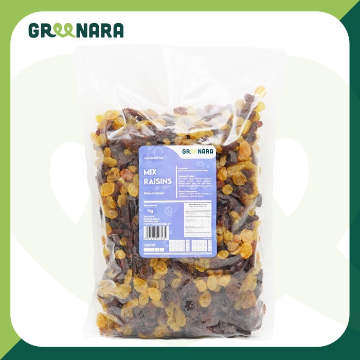 

Greenara X Raisins 1Kg Unsweetened / Kiss Emas Dan Hitam