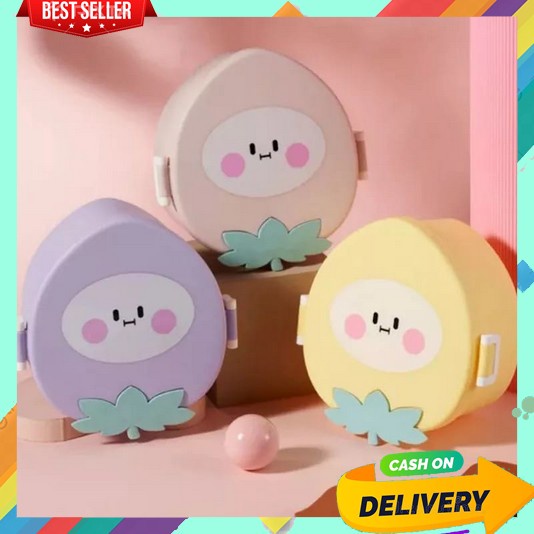 Kotak Makan Lunch Box 1 Set Lengkap Murah Anak Bekal Makanan Anti Tumpah Aesthetic Korea Plastik Per