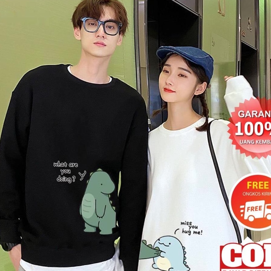 ✨12.12✨ Promo COD Sweater Couple Pasangan Pria Wanita Switer Sweeter Sweter Couple Cople Desain Dino
