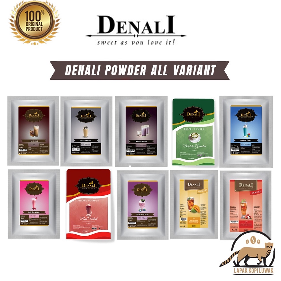 

HARGA GROSIR Denali Powder All Variant - Red Velvet, Matcha, Cocoa Signature, Taro, Dark Cocoa, Avocado buruan