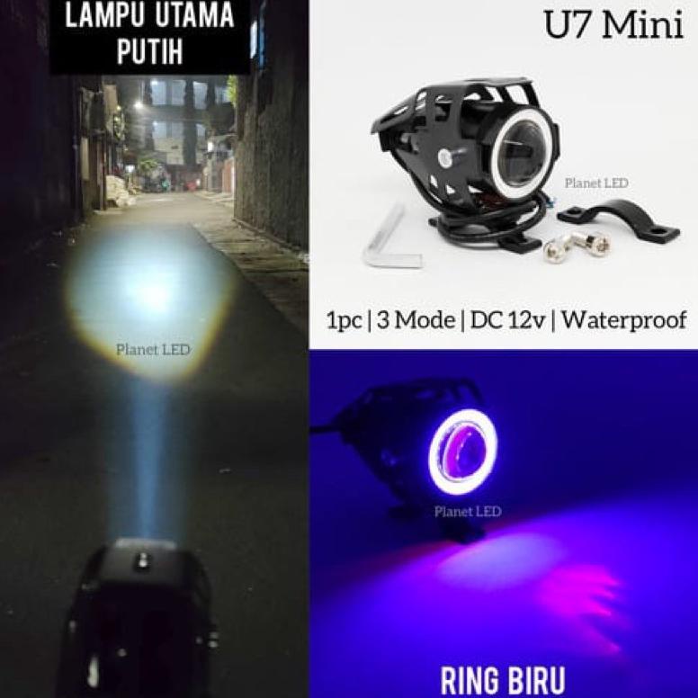 Variasi Lampu Motor Tembak Led Cree Transformer U7 Mini Angel Eye Lampu Sorot Motor Universal Honda 