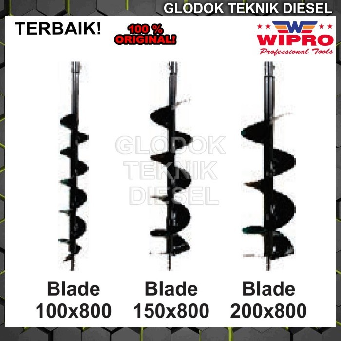 Terlaris Wipro Mata Mesin Bor Lubang Tanah 100 150 200 X 800 Mm Earth Auger Ori