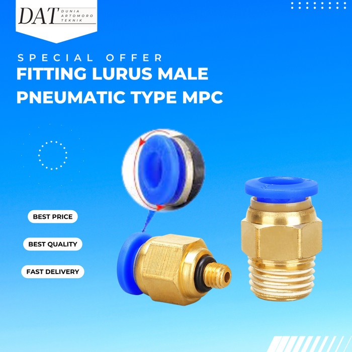 MPC 08-M8 Fitting Lurus Male Slip Lock Selang 8mm Drat M8 (8mm)