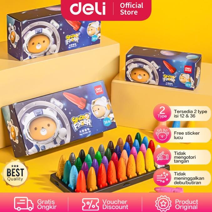 

Deli Oil Pastel / Crayon Anak Bentuk Rocket Space Finder+Sticker 72109