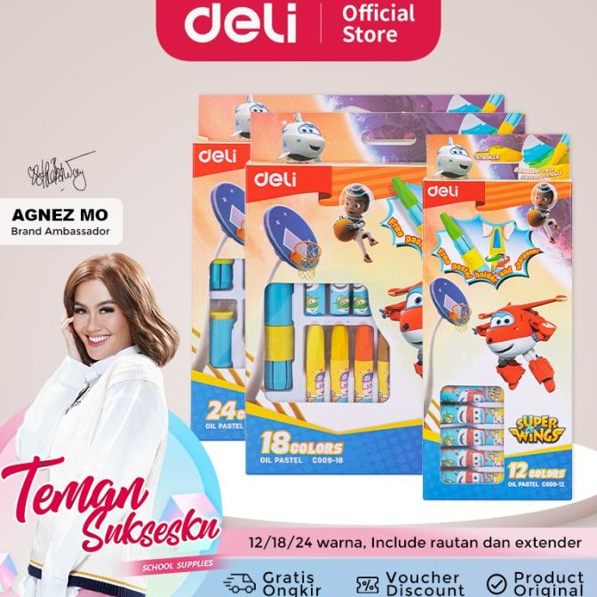 

Deli Oil Pastel / Krayon 12 18 24 Warna Dengan Rautan & Pegangan Ec009